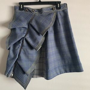 SELF-PORTRAIT  ruffled contrasting tweeds, mini skirt(19 inches)size US 8